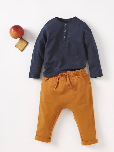 Pull rayé orange et pantalon molleton blanc bébé garçon 6 mois