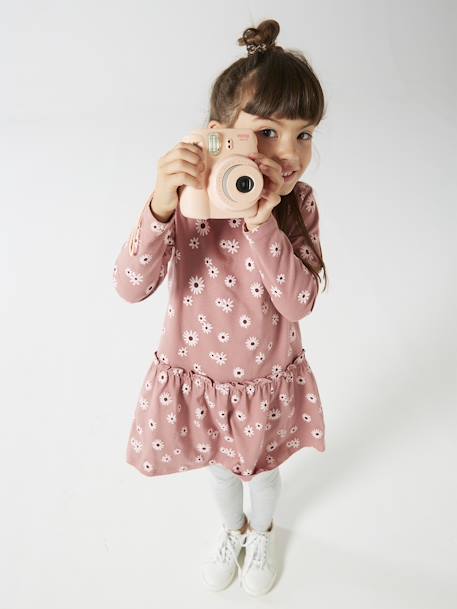 Long Sleeve Printed Dress for Girls PINK MEDIUM ALL OVER PRINTED+printed brown+rosy - vertbaudet enfant 