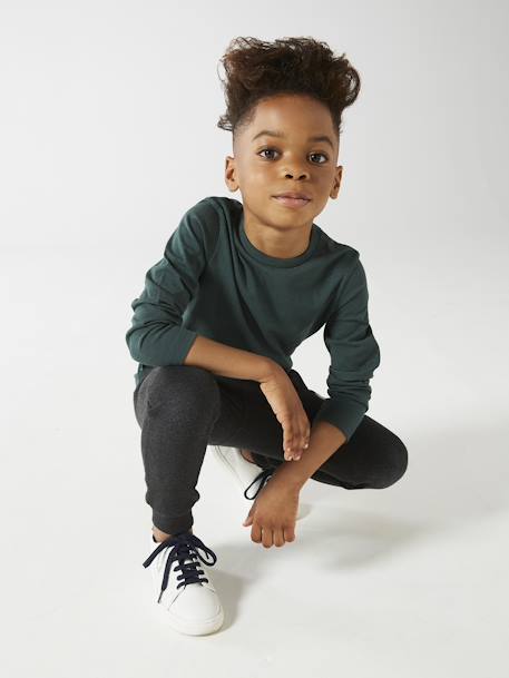 T-shirt couleur Basics personnalisable garçon manches longues BLEU+bois de rose+marine+vert grisé - vertbaudet enfant 