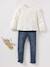 Tee-shirt blouse fille manches longues à volant personnalisable écru+rose - vertbaudet enfant 