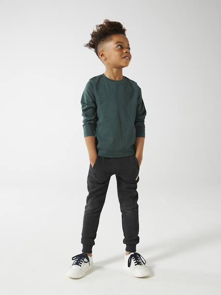 T-shirt couleur Basics personnalisable garçon manches longues BLEU+bois de rose+marine+marron clair+vert grisé - vertbaudet enfant 
