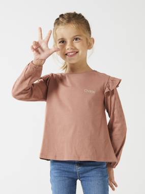 Tee-shirt volanté BASICS fille personnalisable  - vertbaudet enfant