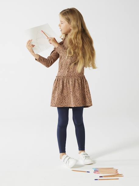 Legging fille ceinture irisée Basics gris chiné+MARINE GRISE+NOIR+vert sauge+vieux rose - vertbaudet enfant 