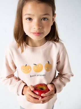 Girls-Cardigans, Jumpers & Sweatshirts-Sweatshirts & Hoodies-Sweatshirt with Message & Iridescent Details for Girls