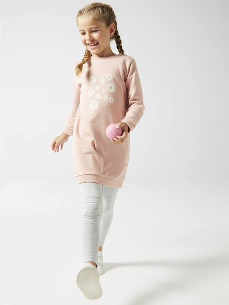 Basics Dress in Fleece for Girls emerald green+rosy - vertbaudet enfant 
