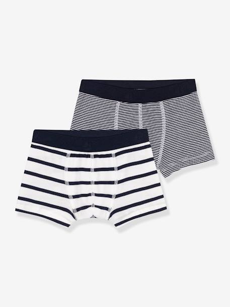 Pack of 2 Striped Boxers, PETIT BATEAU set white - vertbaudet enfant 