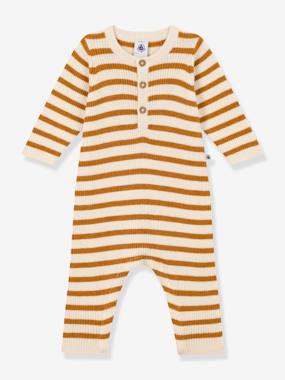 Bébé-Salopette, combinaison-Combinaison rayée en tricot bébé