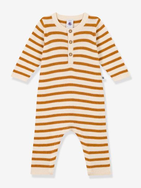 Combinaison rayée en tricot bébé beige - vertbaudet enfant 