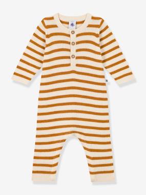 Striped Knitted Jumpsuit for Babies, PETIT BATEAU  - vertbaudet enfant