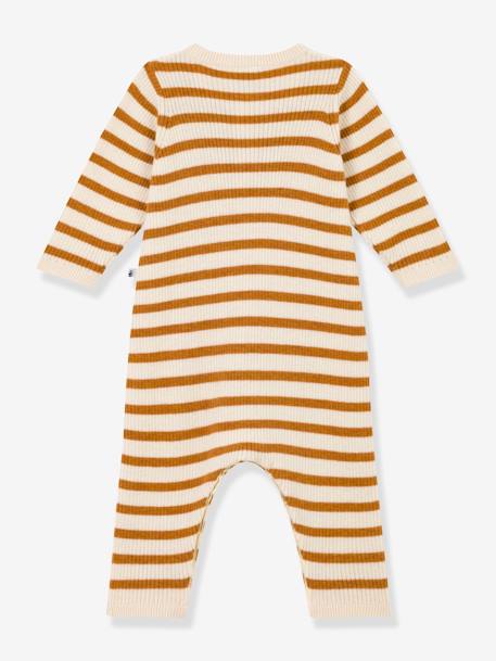Striped Knitted Jumpsuit for Babies, PETIT BATEAU beige - vertbaudet enfant 