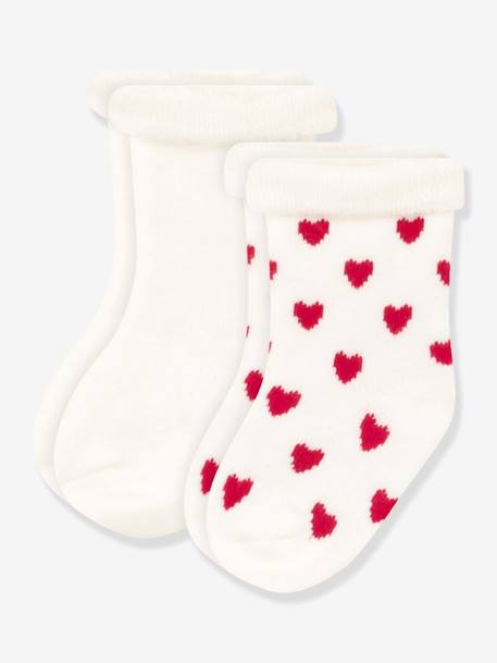 Lot de 2 paires de chaussettes bébé en tricot blanc imprimé - vertbaudet enfant 