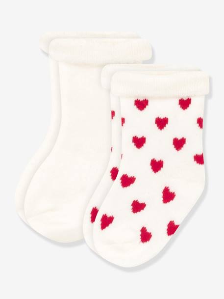 Pack of 2 Pairs of Knitted Socks for Babies, PETIT BATEAU printed white - vertbaudet enfant 