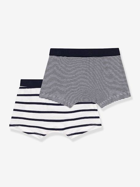 Pack of 2 Striped Boxers, PETIT BATEAU set white - vertbaudet enfant 