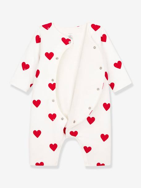 Red Hearts Jumpsuit in Rib Knit for Babies, PETIT BATEAU printed white - vertbaudet enfant 