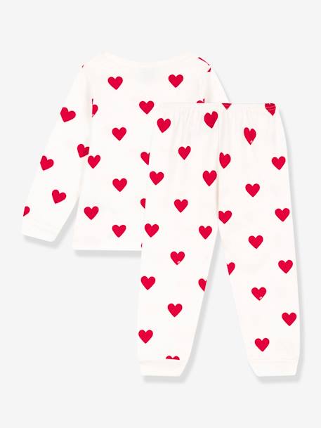 Pyjama cœur petite fille/petit garçon en molleton PETIT BATEAU blanc imprimé - vertbaudet enfant 