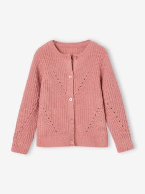 Girls-Cardigans, Jumpers & Sweatshirts-Cardigans-Cardigan in Openwork Chenille Knit for Girls