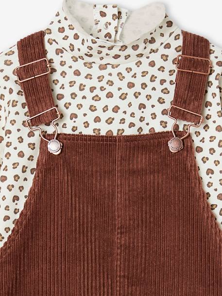 Top + Corduroy Dungaree Dress Outfit for Girls chocolate+night blue - vertbaudet enfant 