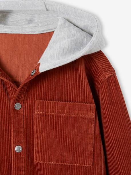 Hooded Velour Shirt, 2-in-1 Effect, for Boys rust - vertbaudet enfant 