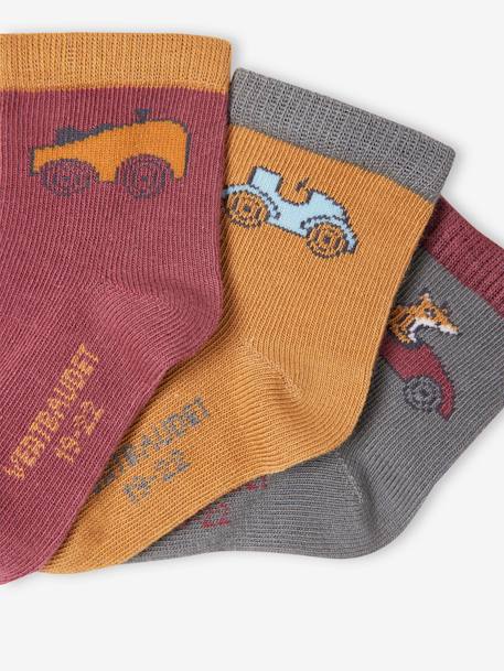 Pack of 3 Pairs of Car Socks for Baby Boys bordeaux red - vertbaudet enfant 