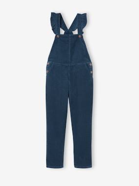 Corduroy Dungarees with Ruffles on Straps for Girls  - vertbaudet enfant