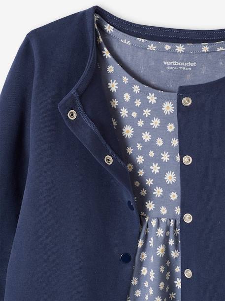 Dress & Jacket Outfit with Floral Print for Girls grey blue - vertbaudet enfant 