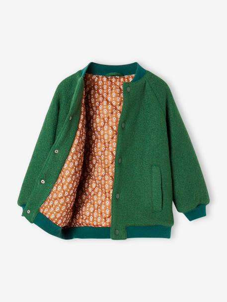 Teddy-Style Jacket in Bouclé Wool for Girls English green - vertbaudet enfant 