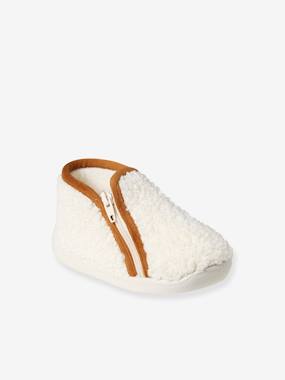 Indoor Shoes in Furry Fabric, Made in France, for Babies  - vertbaudet enfant
