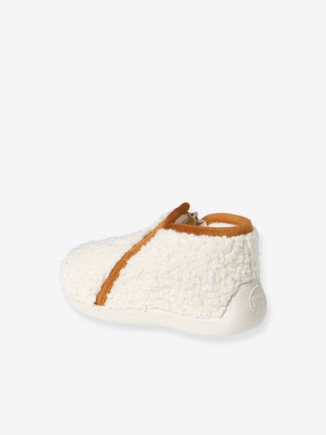 Chaussons bébé textile moutonné fabriqués en France écru - vertbaudet enfant 