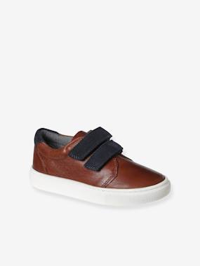 Shoes-Leather Derby Trainers with Hook-&-Loop Straps for Children