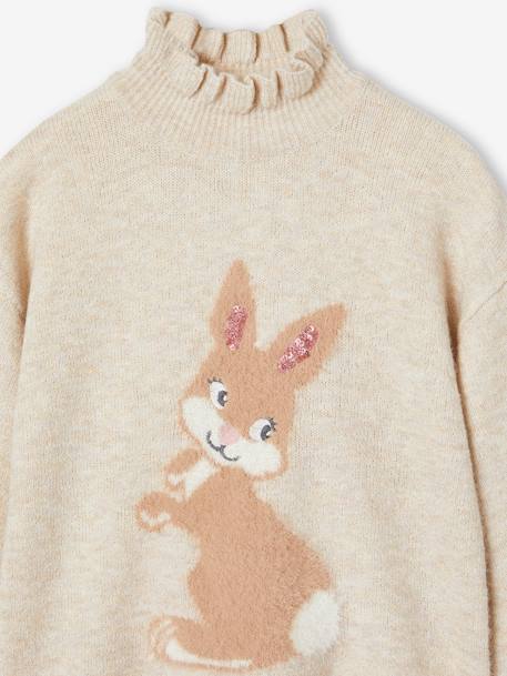 Glittery Animal Jacquard Knit Jumper for Girls marl beige - vertbaudet enfant 
