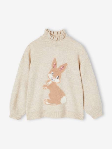 Glittery Animal Jacquard Knit Jumper for Girls marl beige - vertbaudet enfant 