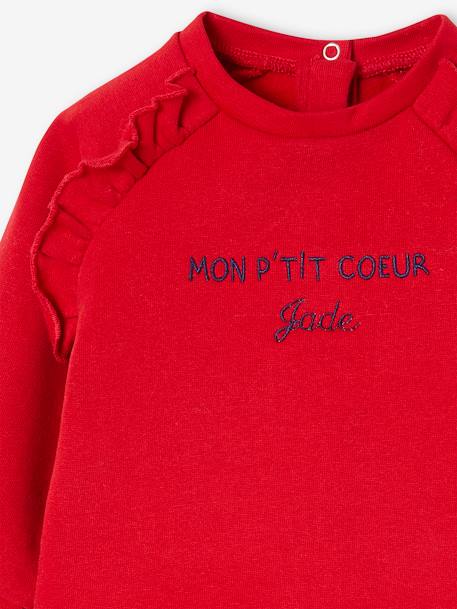 Fleece Sweatshirt for Babies BROWN MEDIUM SOLID WITH DESIGN+red - vertbaudet enfant 