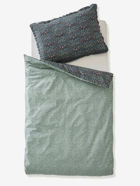 Housse de couette bébé BROCÉLIANDE vert imprimé - vertbaudet enfant 