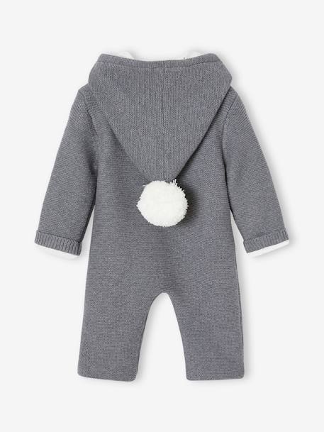Knitted Lined Jumpsuit for Newborn Babies marl grey - vertbaudet enfant 