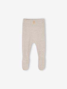 -Knitted Trousers with Feet for Babies