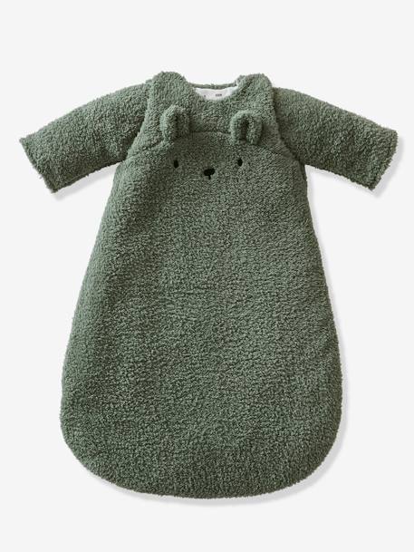 Gigoteuse hiver manches amovibles en polaire Ours GREEN FOREST beige foncé+écru+vert sauge - vertbaudet enfant 