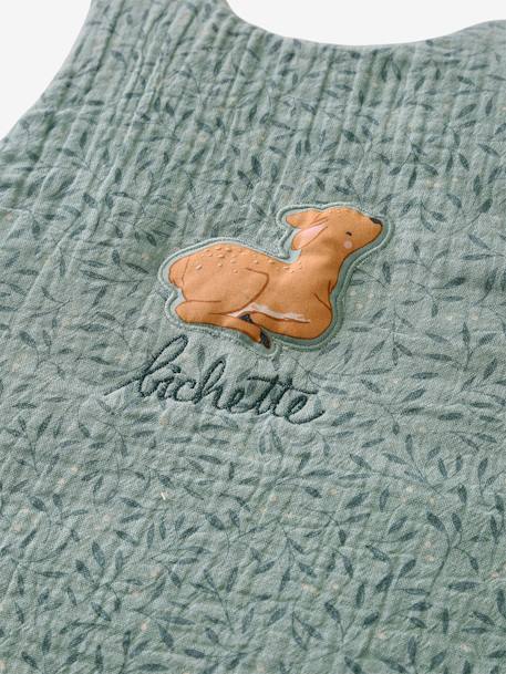 Sleeveless Baby Sleeping Bag in Cotton Gauze, Brocéliande printed green - vertbaudet enfant 