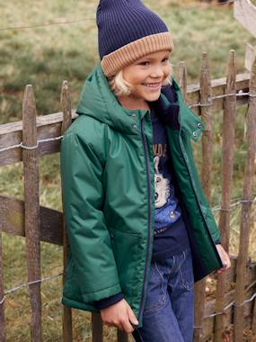 Garçon-Accessoires-Bonnet, écharpe, gants-Bonnet bicolore garçon en maille côtelée BASICS