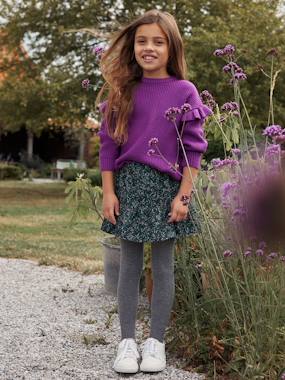 Girls-Corduroy Skirt with Ruffle & Floral Print for Girls