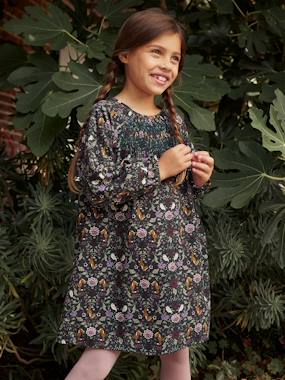 Robe à smocks motifs forêt enchantée fille  - vertbaudet enfant