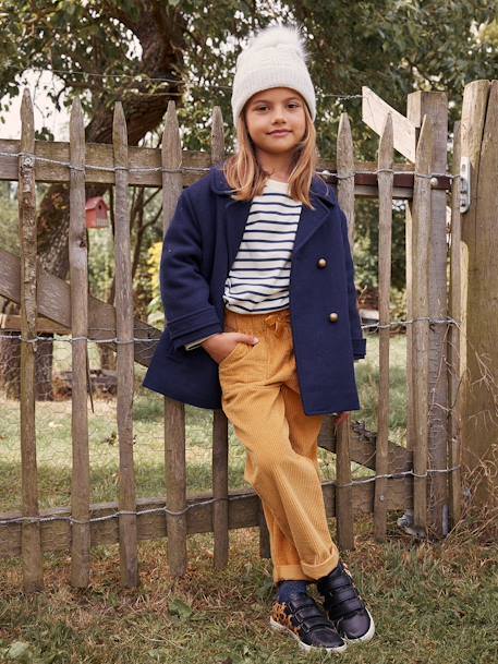 Manteau officier en drap de laine fille marine - vertbaudet enfant 