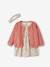 Ensemble bébé fille 3 pièces robe cardigan bandeau bleu grisé+corail+vieux rose - vertbaudet enfant 
