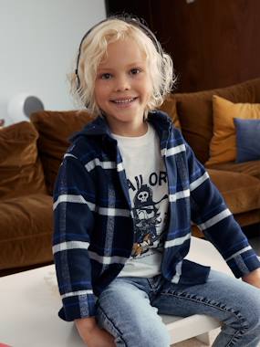 Hooded Flannel Shirt with Large Checks for Boys  - vertbaudet enfant
