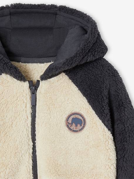 Sherpa Jacket with Zip & Hood for Boys beige - vertbaudet enfant 