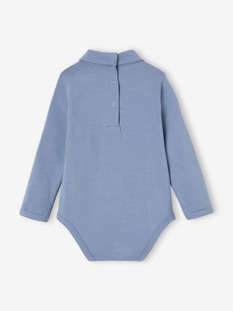 Pack of 2 Bodysuits with Polo Neck for Babies crystal blue+ecru - vertbaudet enfant 