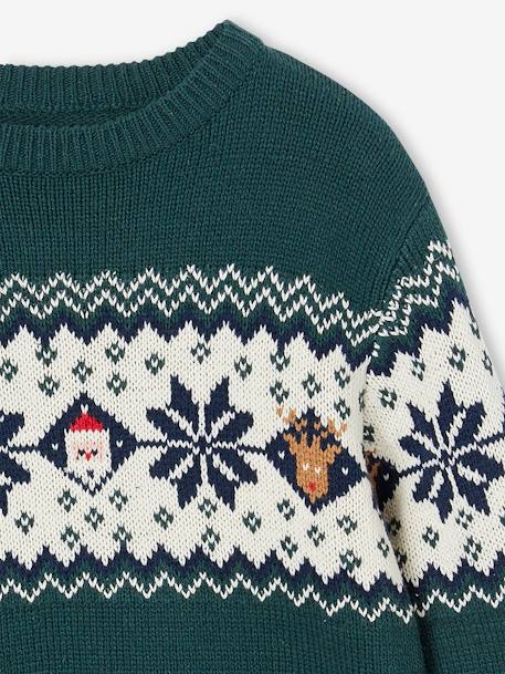 Christmas Special Jacquard Knit Jumper for Children, Family Capsule Collection fir green+red - vertbaudet enfant 