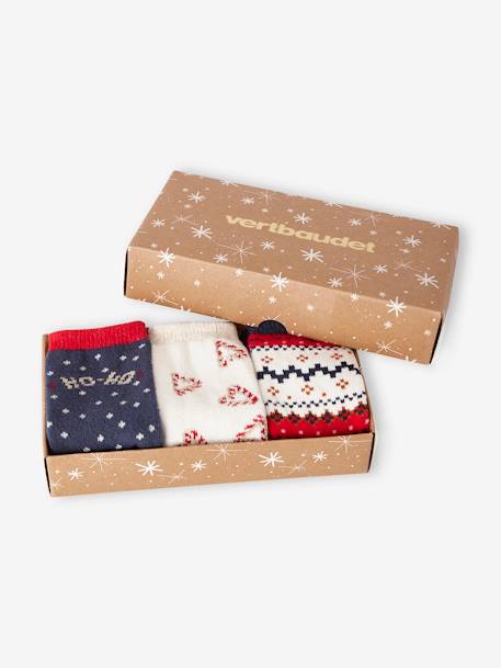 Christmas Gift Box with 3 Pairs of Santa Socks for Girls red - vertbaudet enfant 