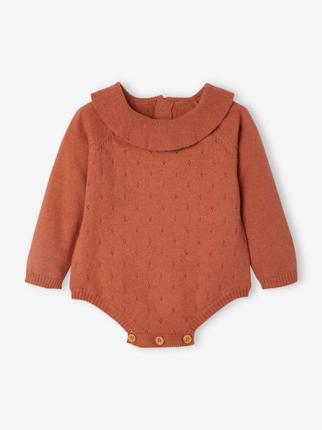 Knitted Long Sleeve Jumpsuit for Babies tomato red - vertbaudet enfant 