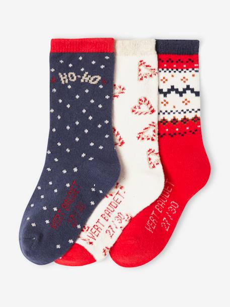 Coffret de Noël Santa Socks fille lot de 3 paires de mi-chaussettes rouge - vertbaudet enfant 