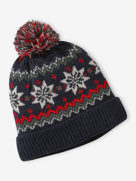 Christmas Gift Box with 'Snowflake' Beanie, Snood & Gloves Set for Boys navy blue - vertbaudet enfant 